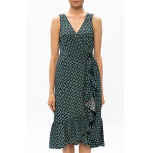New Tory Burch Medallion Print Ruffle Wrap Dress Teal Batik 6 $498